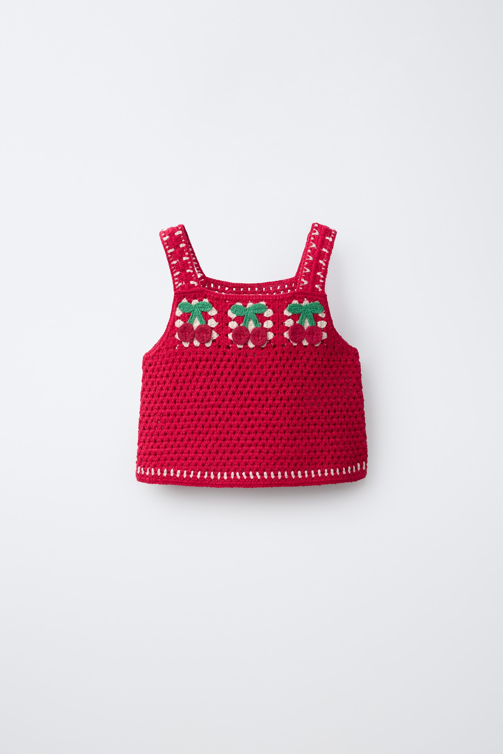 CHERRY CROCHET KNIT TOP